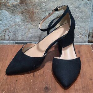 C Est 1946 Womens Ankle Strap Chunky Heel Pointed Toe Pump Dress Shoes Sz 9W